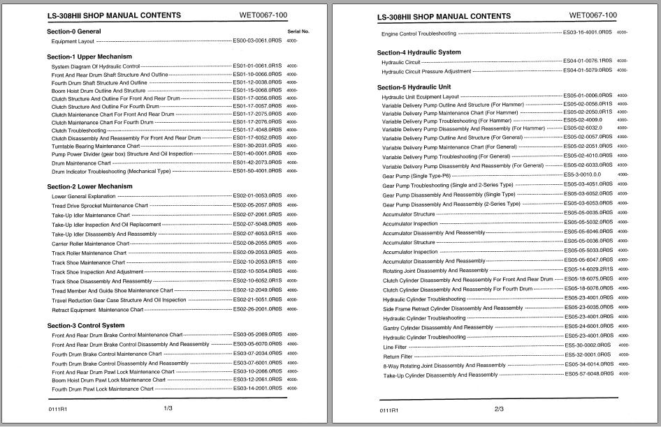 Linkbelt Lattice Boom Crawler Crane LS 308H II Service Manual 1