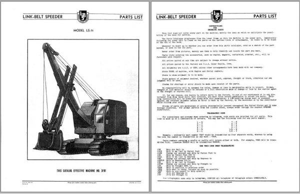 Linkbelt Lattice Boom Crawler Crane LS 71 Service Manual 1