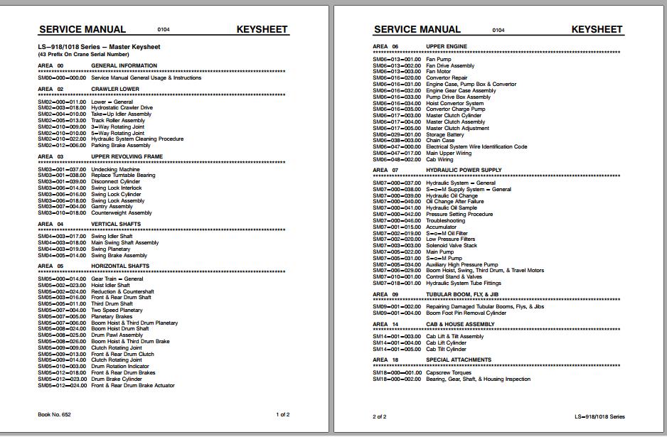 Linkbelt Lattice Boom Crawler Crane LS 918 LS 1018 Service Manual 1