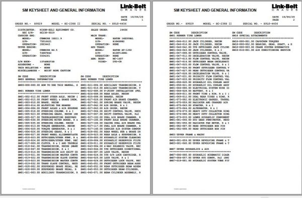 Linkbelt Lattice Boom Truck Crane HC 238H II Service Manual 1