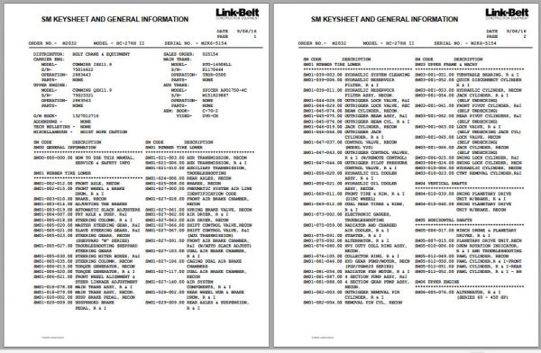 Linkbelt Lattice Boom Truck Crane HC 278H II Service Manual 1