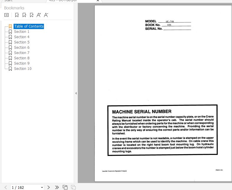 Linkbelt Lattice Boom Truck Crane UC 78B Service Manual 1