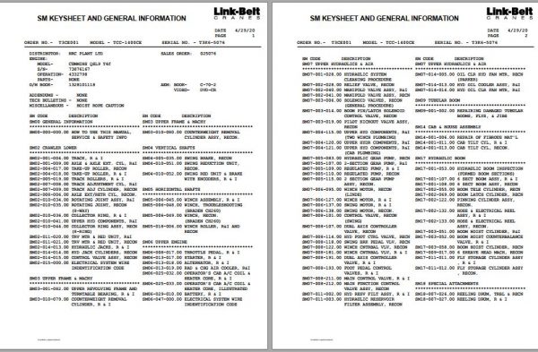 Linkbelt Telescopic Crawler Crane TCC 1400CE Service Manual 1