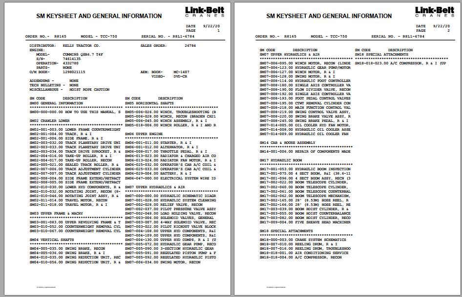 Linkbelt Telescopic Crawler Crane TCC 750 Service Manual 1
