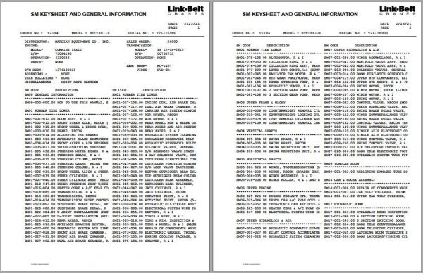 Linkbelt Telescopic Truck Crane HTC 86110 Service Manual 1