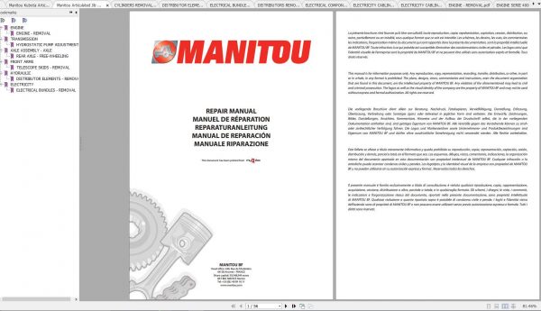Manitou Articulated Jib Platform 200 ATJ Repair Operator Manual 1