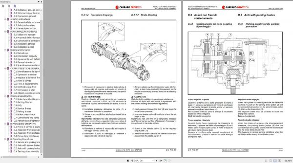 Manitou CARRARO Brakes Type 26.27M 26.32M Repair Manual 647439IT EN 2013 2