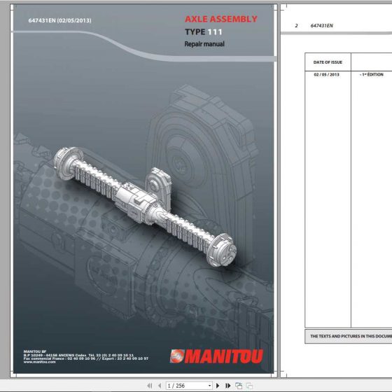 Manitou DANA Axle Type 112 Repair Manual 647013EN