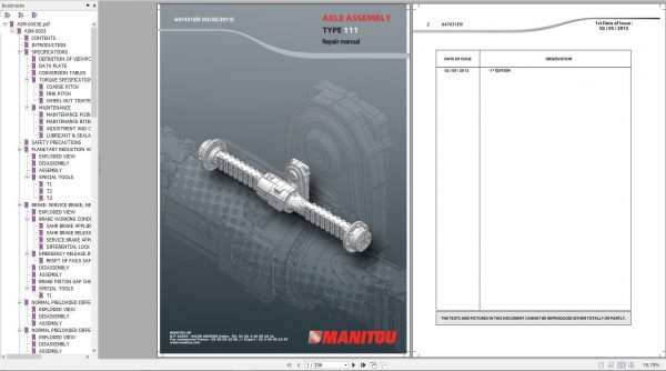 Manitou DANA Axle Type 111 Repair Manual 647431EN 1