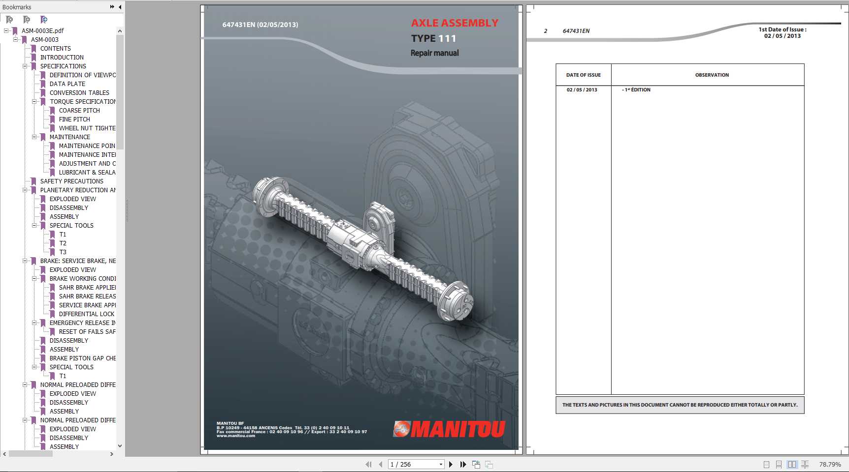 Manitou DANA Axle Type 111 Repair Manual 647431EN 1