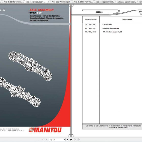 Manitou DANA Axle Type 211 Repair Manual 647041EN