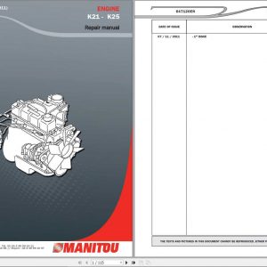 Manitou Engine K21 K25 Repair Manual 647120EN 1
