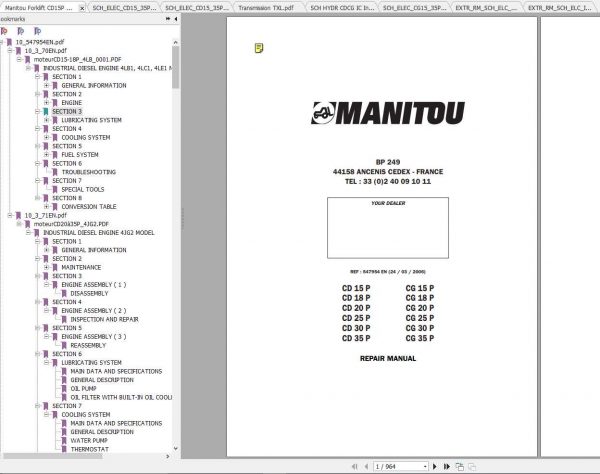Manitou Forklift CD15P CD35P CG15P CG35P Repair Manual 1