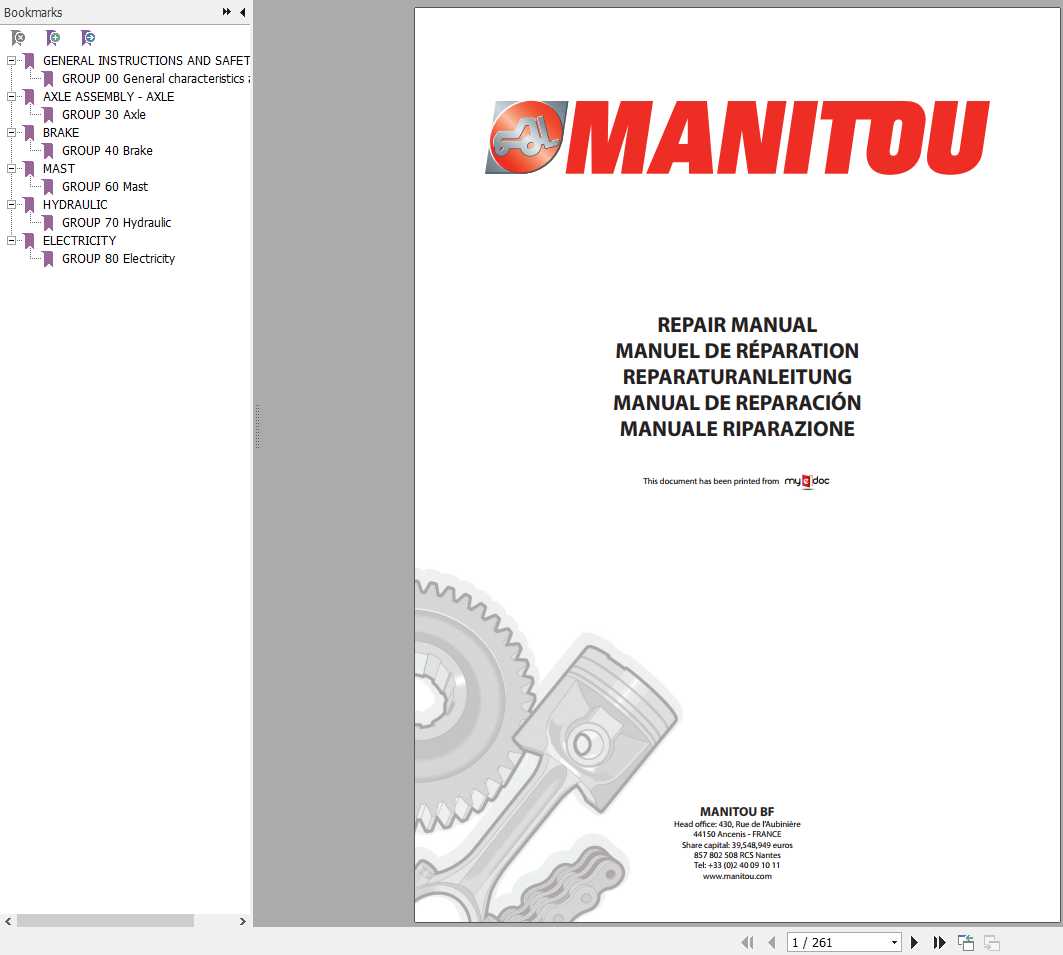 Manitou Forklift ME315 ME316 ME318 ME320 Serie 2 Repair Manual 1
