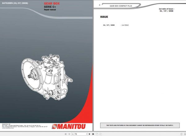 Manitou Gear Box Serie C Repair Manual 647020EN 1