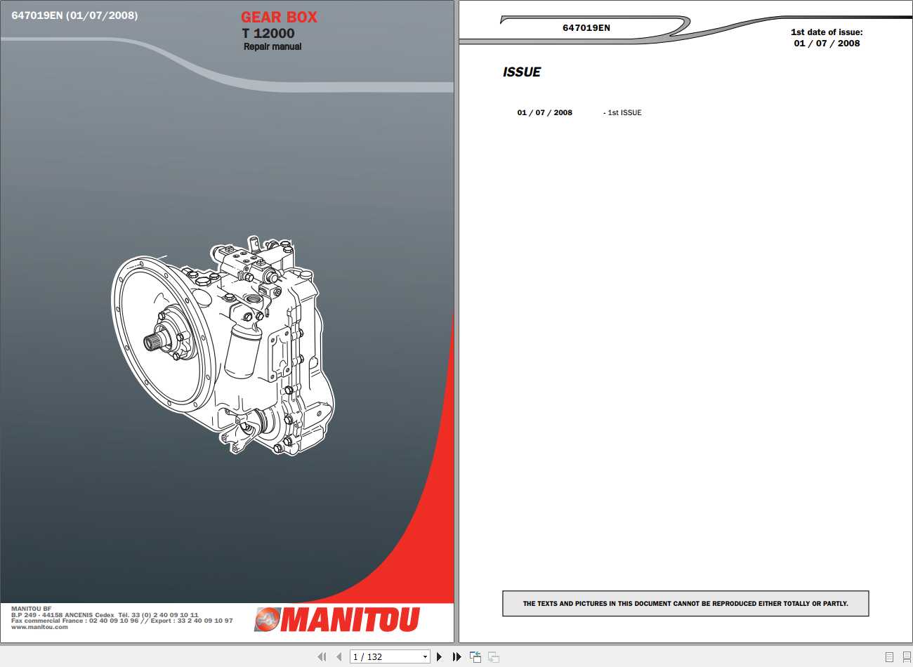 Manitou Gearbox T12000 Rapair Manual 647019EN 1