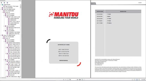 Manitou MHT 1490 10130 ST4 T4F MHT X 1490 10130 ST3A Repair Manual 647491EN 25 11 2020 1