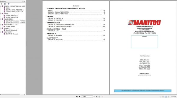 Manitou MHT780 MHT860 MHT950 MHT X780 MHT X860 MHT X950 T E3 LT E3 Repair Manual 647145EN 1