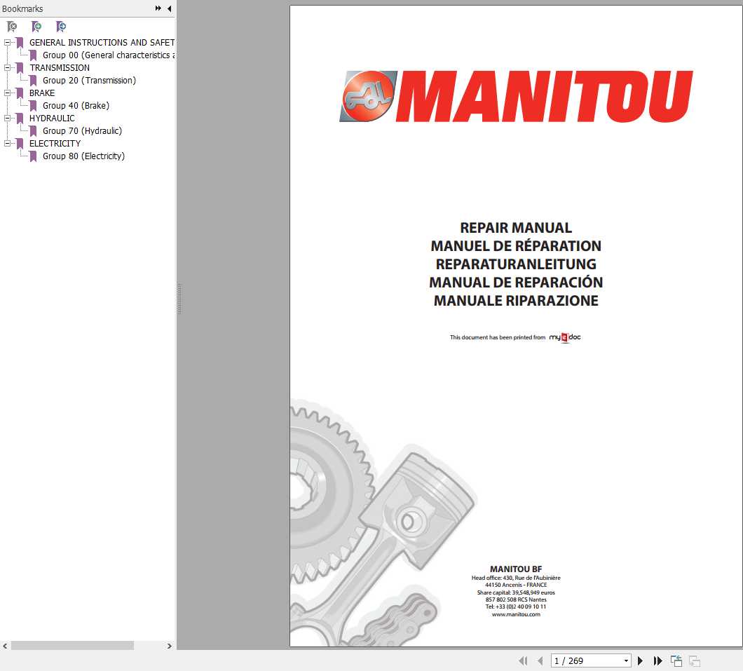 Manitou ML635 MLT845 MLT940 MT1235 MT1435 S2 S3 E3 Repair Manual 1