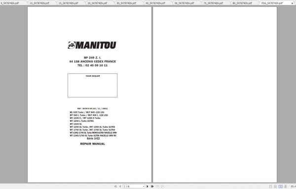 Manitou ML635 MLT845 MT 940 1235 1240 1335 1340 1740 Serie 3 E2 Repair Manual 547874EN 1