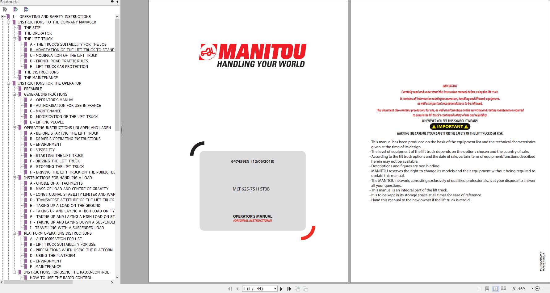 Manitou MLT 625 75H ST3B Operators Manual 647459EN 12 06 2018 1