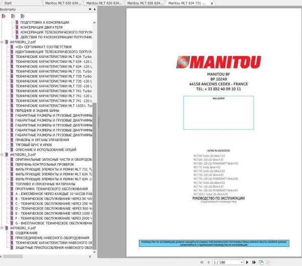 Manitou MLT 630 634 731 735 741 742 1035 Operators Manuals 2