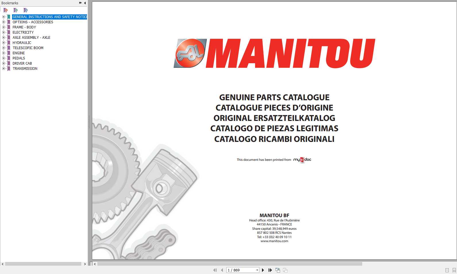 Manitou MLT 634 120 LSU PS SC E2 Genuine Part Catalogue 547971 1