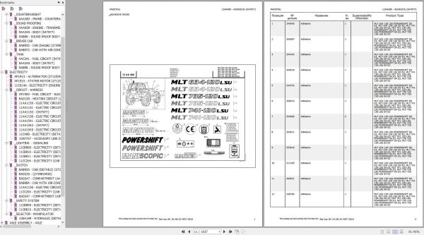 Manitou MLT 634 120 LSU SD E3 Genuine Parts Catalogue 547977 2