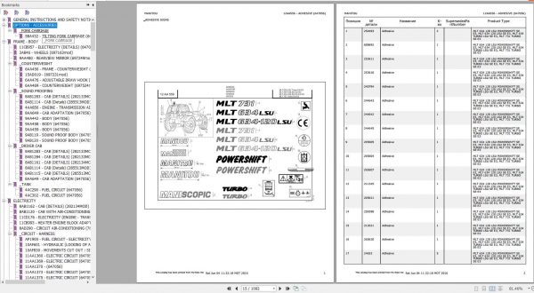 Manitou MLT 634 120 LSU SE E3 Genuine Parts Catalogue 647056 2