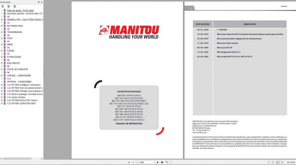 Manitou MLT 635 733 737 741 940 ST4 S2 MLT X 737 741 ST3A S1 Repair Manual 647681FR 03 09 2020 1