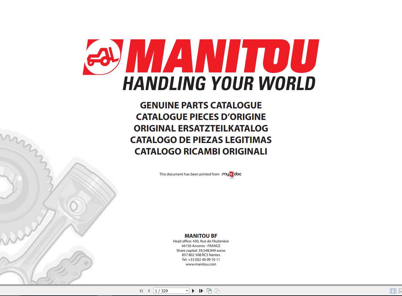 Manitou MLT 733 115 D ST4 S3 Genuine Parts Catalogue 1