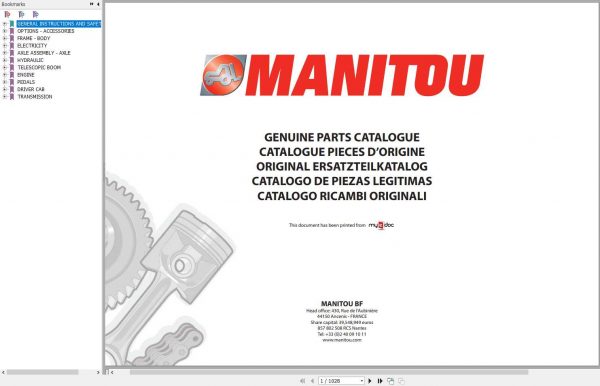 Manitou MLT 735 120 LSU S4 E3 Genuine Parts Catalogue 1