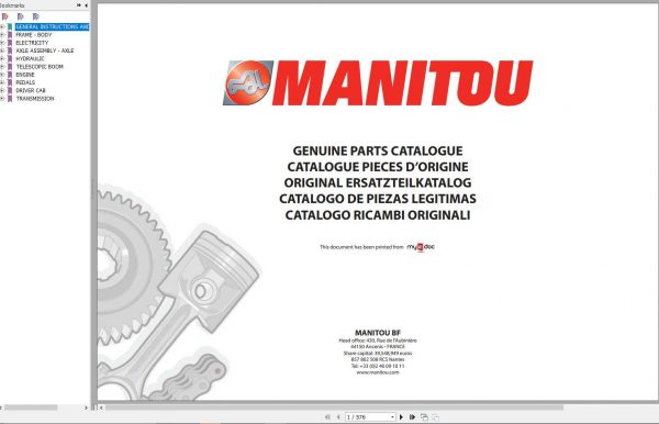 Manitou MLT 735 120 LSU S7 E3 Genuine Parts Catalogue 1
