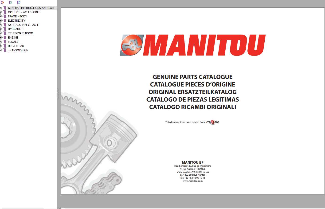 Manitou MLT 741 120 LSU POWERSHIFT S2 E2 Genuine Parts Catalogue 1