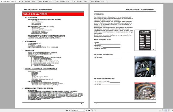 Manitou MLT 741 940 120 HLSU Instruction Manual 648364FR 2
