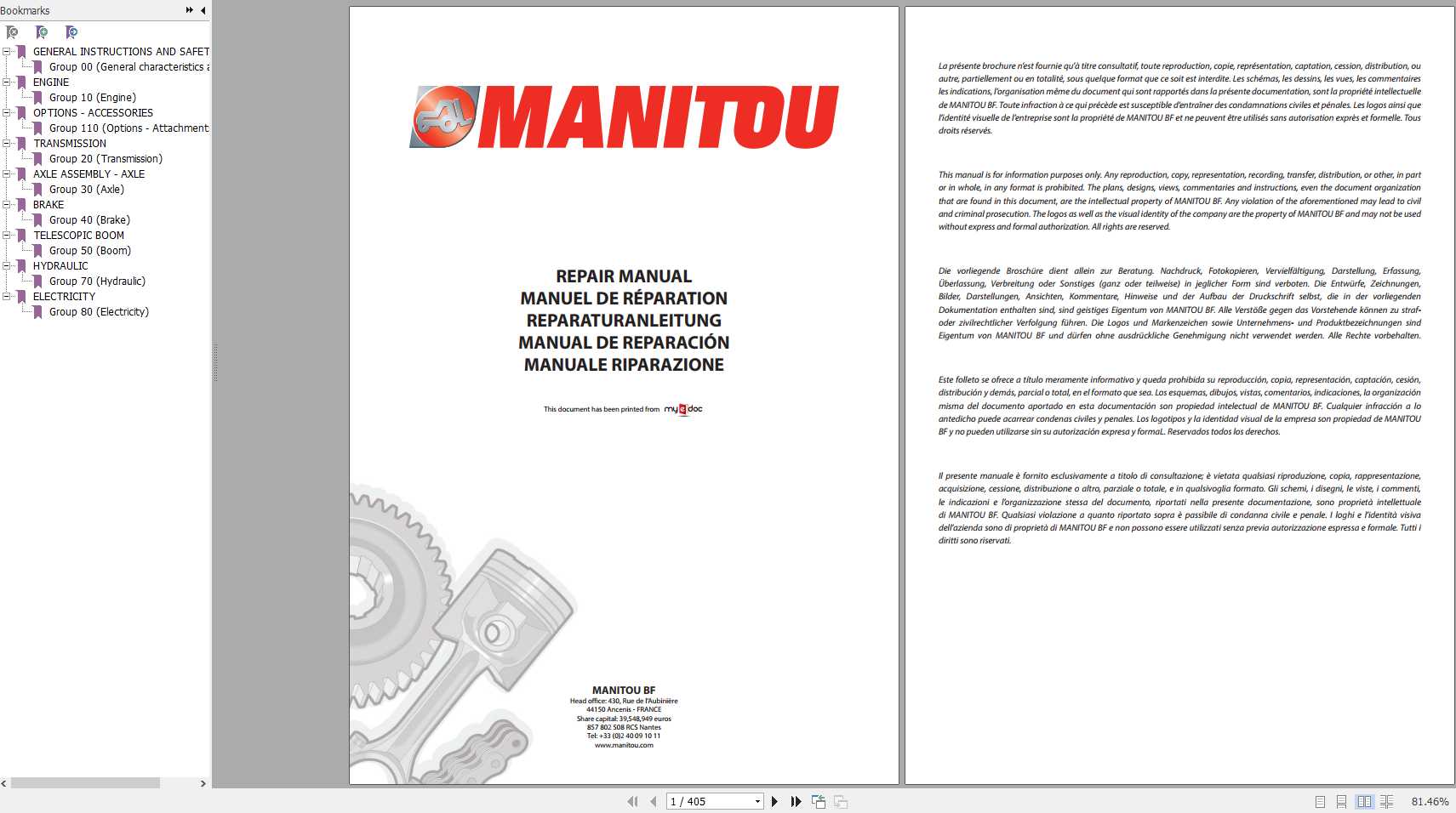 Manitou MLT 845 120 H S4 S5 E3 Repair Manual 647182EN 1