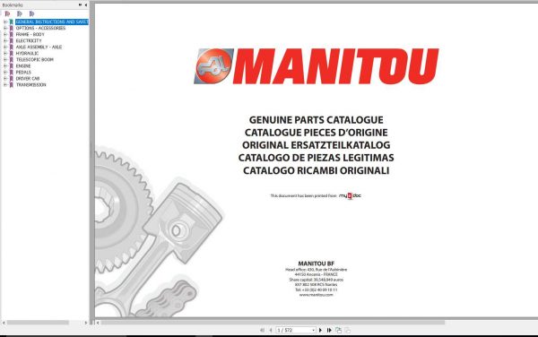 Manitou MLT 845 120 LSU S3 E3 Genuine Parts Catalogue 1