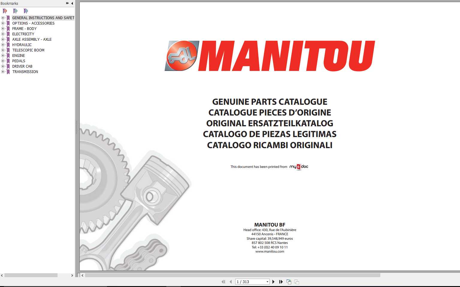 Manitou MLT 845 120 S4 E3 Genuine Parts Catalogue 1