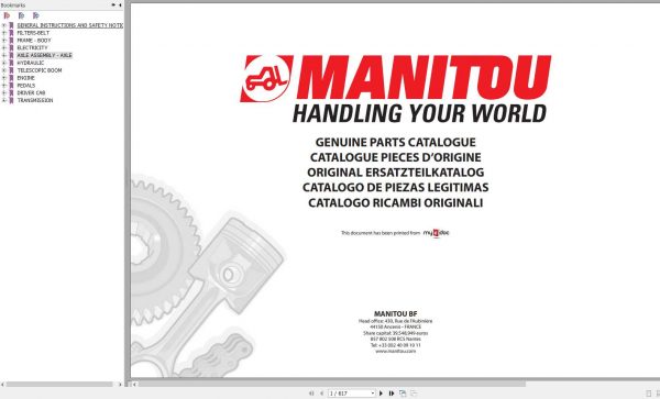 Manitou MLT X 1035 100 LT LSU S6 E3 Genuine Parts Catalogue 647121 1