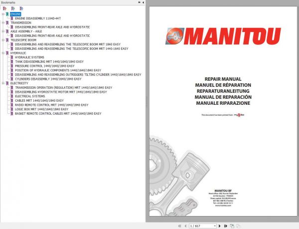 Manitou MRT 1440 1640 1840 EASY Repair Manual 1
