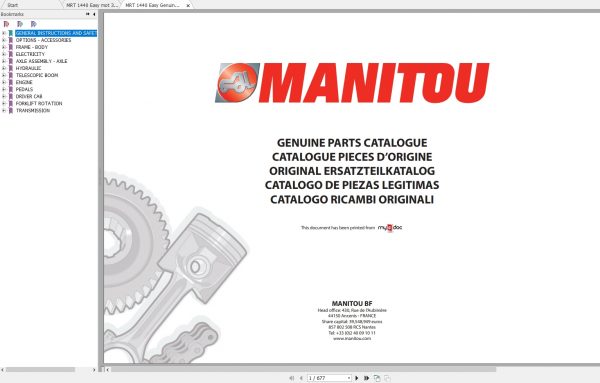 Manitou MRT 1440 400 EASY MOT 1104D 44T E3 Genuine Part Catalogues 1