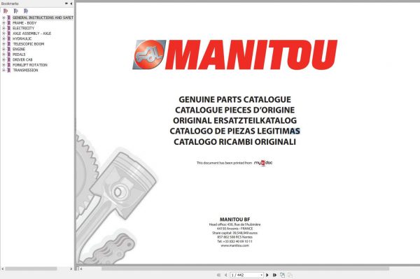 Manitou MRT 1840 Turbo Serie R400 Genuine Parts Catalogue 648493 1
