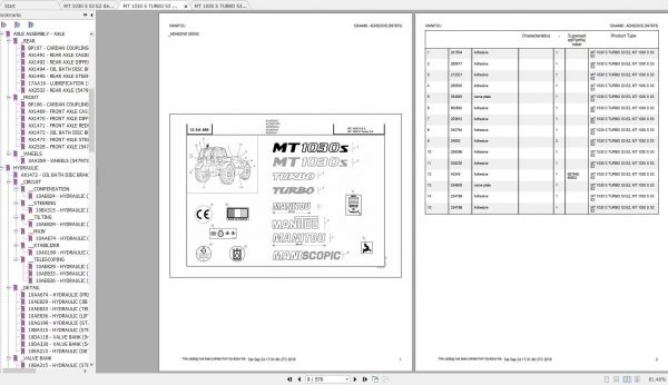 Manitou MT 1030 S TURBO S3 E2 Genuine Parts Catalogues 2