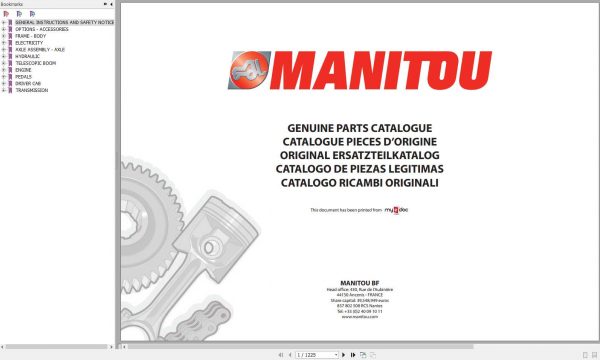 Manitou MT 1232 S Genuine Parts Catalogue 1
