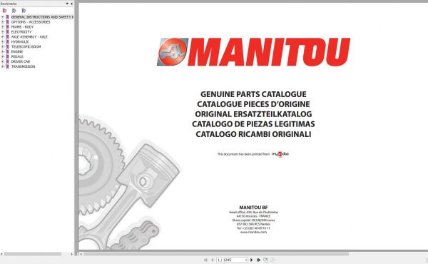 Manitou MT 1240 L TURBO S2 Genuine Parts Catalogue 1