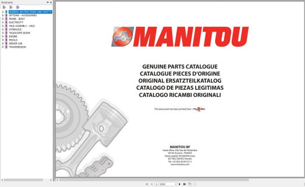 Manitou MT 1330 SL Turbo S2 Genuine Parts Catalogue 1