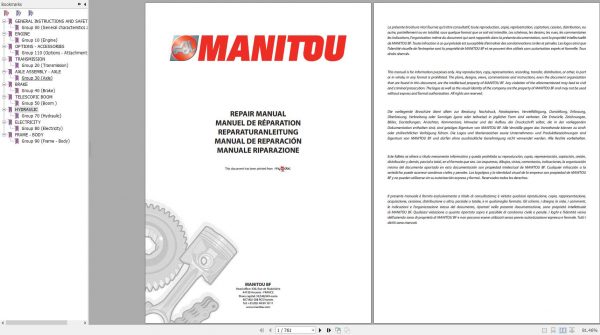 Manitou MT 1335 H HA ST3B Repair Manual 1
