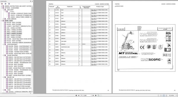 Manitou MT 1335 H SL TURBO MONO ULTRA ORH S2 E2 Genuine Parts Catalogue 547880 2