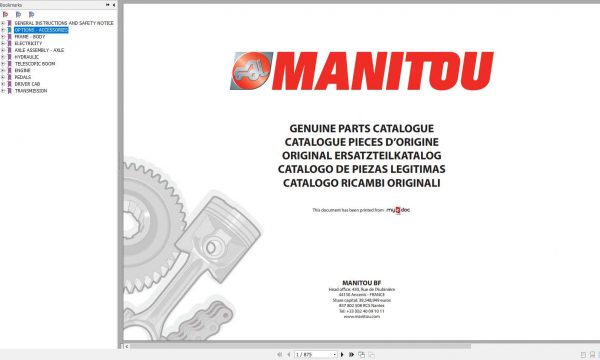 Manitou MT 1335 H SL TURBO S2 E2 Genuine Parts Catalogue 1