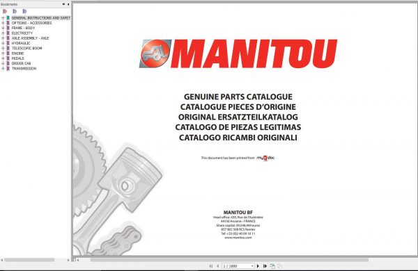 Manitou MT 1335 SL TURBO S3 E2 Genuine Parts Catalogue 1